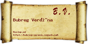 Bubreg Veréna névjegykártya